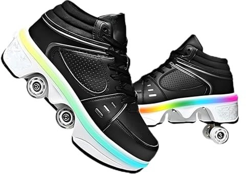Rollschuhe Schuhe,Schuhe mit Rollen für Mädchen,Turnschuhe mit Rollen Jungen,Roller Schuhe zum Einklappen,LED Roller Skates for Kids,Schuhe Roller Frauen (H, 41)