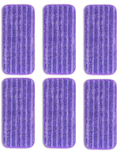 KEEPOW 6 Microfibre Lavable Lingettes pour Swiffer Wetjet Recharge 30x14cm, Lavette Réutilisable Lingettes Reutilisable pour Swiffer WetJet Balai, Frotter Sols Secs Humides, Violet