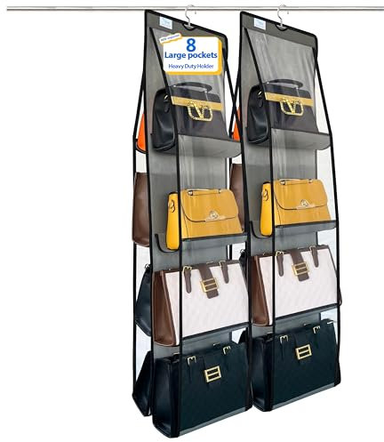 zebricolo 2 Stücke, Handtaschenaufbewahrung, 2025 NEU verbessert Größer, Taschenaufbewahrung, Schwerlasthaken, Tragkraft 35kg, Handtaschen Organizer, Grau