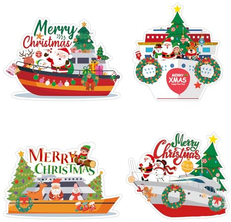 4pcs Aimant de Noël, Étanches Aimants de Joyeux Noël Mignons Aimants de Réfrigérateur de Noël Décorations de Porte de Croisière de Noël Magnétiques pour Garage Réfrigérateur Cuisine