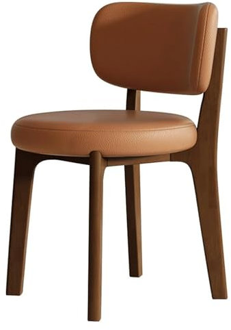 SJHPZG Gepolsterter Esszimmerstuhl mit Gestell aus Walnussholz und geschwungener Rückenlehne. Mid-Century Modern Leder-Küchen- und Esszimmerstuhl, Lounge-Beistellstuhl ohne Armlehnen