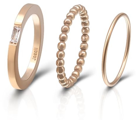 Joacii Stackable Eheringe Ringe Rose Gold Plated Plain Rose Gold Ringe Set für Frauen Comfort Fit Größe 7