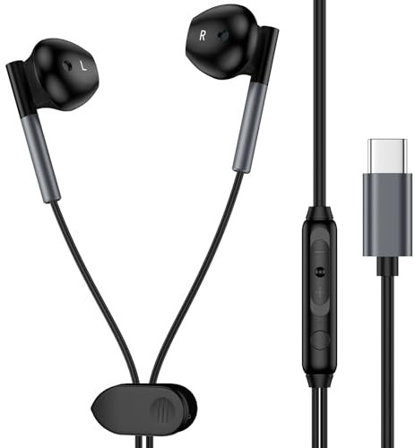 Samsung Earbus - Cuffie con cavo USB C per Samsung Galaxy A16 5G A35 S25 Ultra S25+ A26 A36 A56 A55 S24 Plus FE A54 S23 S22 A53, auricolari di tipo C, con microfono e controllo del volume