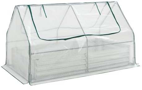 [en.casa] Lit Surélevé de Jardin avec Serre Potager Plate-Bande Permaculture Jardinière Haute Carré Potager Bac de Culture Résistant Acier Galvanisé Film Plastique 186 x 96 x 98 cm Blanc