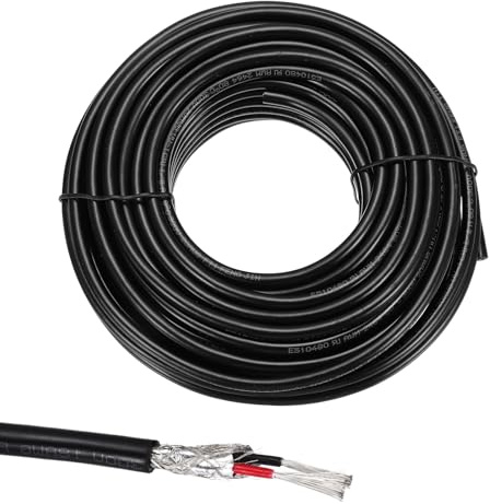 sourcing map 1 cavo schermato UL2464, 20 AWG, 15,24 m, 300 V, 2 conduttori, in PVC, con schermatura a doppio strato, per elettrodomestici, cablaggio automobilistico