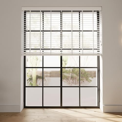 Cocoon Bambusholz Jalousien Innen 70 x 130 - Weiß - 50mm Lamellen | Jalousie Bambus - Einfache Montage - Sicht- und Sonnenschutz - natürliche Maserung - Vollständiger Grössenbereich
