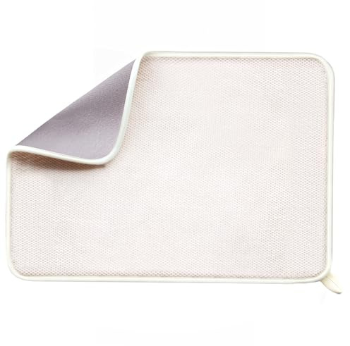Microfiber Dish Drying Mat for Kitchen Counter Absorbent Reversible Dish Drainer Mat 15 Inch x 20 Inch Quick-Drying Sink Dry Pad Board Draining Mats for Drying Dishes Utensils Glassware, Cream