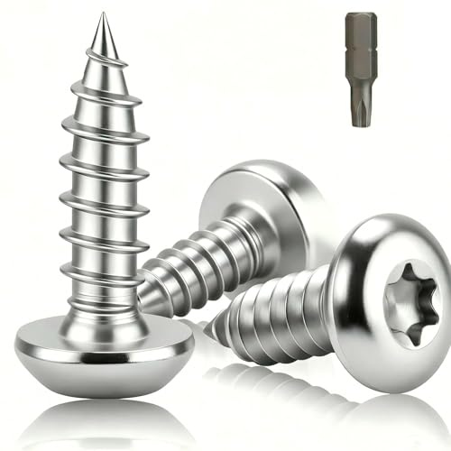 msymsyu 120 Stück Blechschrauben Torx M4x16mm Holzschrauben mit T20 Bohrer | Edelstahl 304, Flachkopfschrauben M4, Vollgewinde Holzschrauben für Holz, Montage von Möbeln, Metallverbindungen