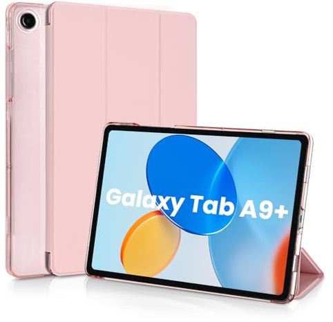 Koze Funda para Samsung Galaxy Tab A9 Plus/A9+ 11 Pulgadas 2025/2023, Antichoque Carcasa Slim Translúcida Soporte Trifold,Cierre Magnético Auto-Estela/Sueño,Oro Rosa
