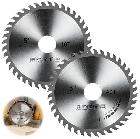 2PCS 5 Grinder Circular Saw Blade for Wood, PVC & Plastic (125mm/40 Teeth) | 22.23mm Woodworking Saws Blade Carbide, Bore Angle Grinder Cutting Disc, 125mm Cutting Disc for Wooden Floor