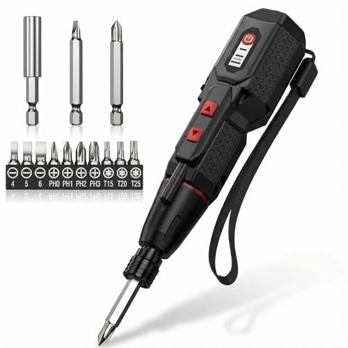 ORIA Elektrischer Schraubendreher, Präzise Akkuschrauber Set mit 12 Bits, 3-10 Nm, 1600mAh, 280RPM, LED-Licht, Typ-C Heimwerken Reparierwerkzeug, für Möbelmontage, DIY