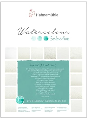 Hahnemühle Watercolour Selection, 14 verschiedene Aquarellpapiere zum testen, 275-640 g/m², 24x32cm