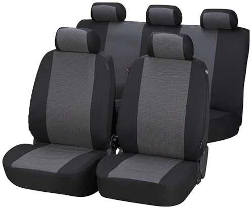 Walser Autositzbezug Pineto Komplettset, Universal Autoschonbezüge schwarz-grau, Sitzbezüge Polyester 12435