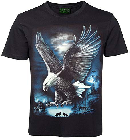 Herren Damen T-Shirt Adler Weißkopfseeadler im Wolfswald Shirt Schwarz Größe L