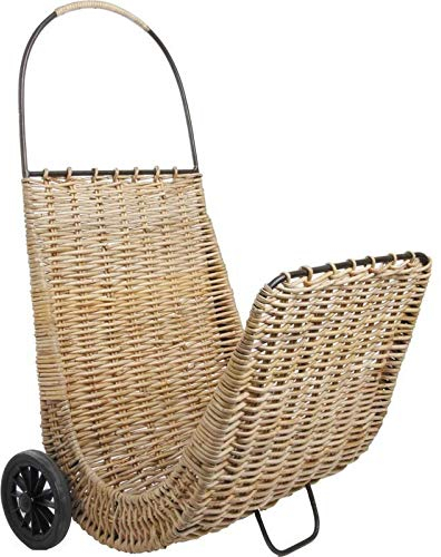 AUBRY GASPARD Chariot à bûches sur roulettes en poelet