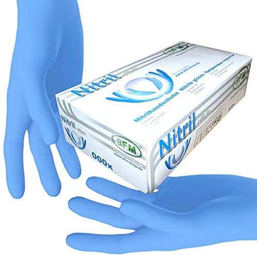 SFM ® SOFTLIGHTS Nitril : XS, S, M, L, XL, XXL blau puderfrei F-tex Einweghandschuhe Einmalhandschuhe Untersuchungshandschuhe Nitrilhandschuhe M (100)