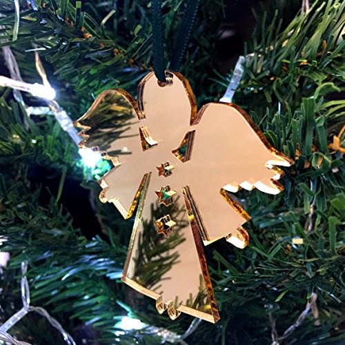 Weihnachtsbaumschmuck Engel Sterne verspiegelt, goldfarben, 10 Stück