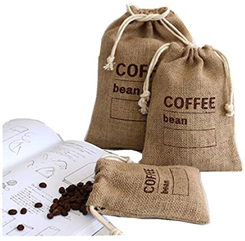 Getreide-Jute-gewebte Bündel, Kaffee-Sitzsack, Küche, Erbsenbeutel, Säcke, Datum, Aufzeichnung, natürliche Jutebeutel, Kordelzug, wiederverwendbar (15 x 10,5 cm)
