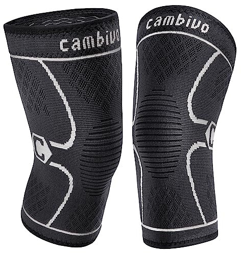 CAMBIVO 2 Pièces Genouillere Arthrose Genou, Genouillère Sport de Compression, Genouillere Ligamentaire Antidérapantes pour Musculation, Course, Volleyball, Basketball, Gym