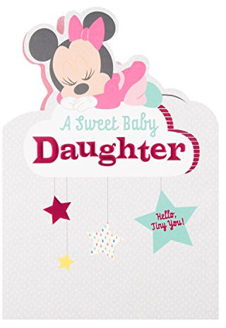 Hallmark 25489772 Medium Sweet Daughter Mickey Mouse New Baby Card