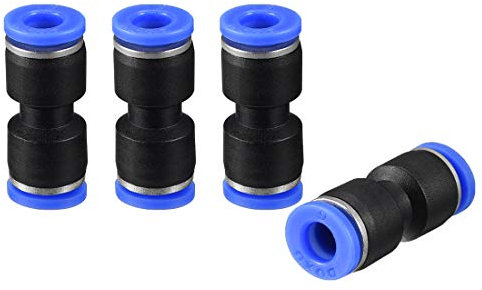 sourcing map Plastic Straight Union Push to Connect Tube Fitting 6mm OD Push Fit Lock Blue 5pcs