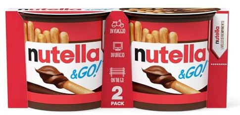 Nutella & Go, 2 Snack Monoporzione con Nutella e Croccanti Grissini, Senza Conservanti e Grassi Idrogenati, per Merende e Pause Quotidiane