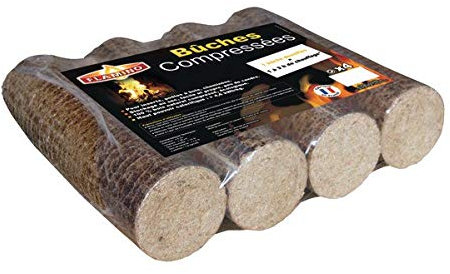 4 BUCHES DE Chauffage COMPRESSEES pour CHEMINEE 28CM Longue Combustion