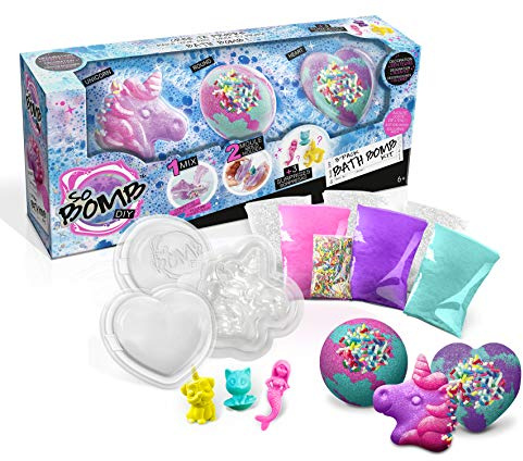 Canal Toys - BBD 014 - Loisirs créatifs - So Bomb - 3 Packs Bath Bomb 3 ronds ou rond Licorne coeur Bleu, Rose