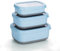 Lille Home Recipientes de alimentos de acero inoxidable de con exterior antideslizante, juego de 3, 470 ml, 900 ml, 1,4 L, a prueba de fugas, sin BPA, control de porciones, azul