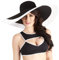 VECRY Femme Paille Large Bord D'été Chapeau Derby Pliable Souple Plage Soleil Chapeaux (Noir)