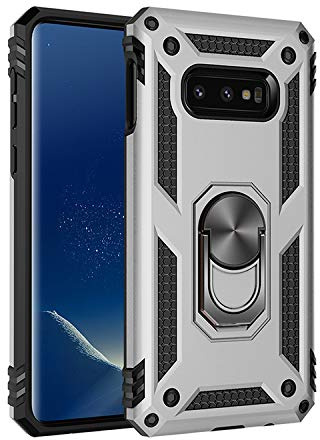 BestST Hülle für Galaxy S8, Ultra Stoßfest TPU + PC Schutzhülle Panzer Design Anti Kratzer Drehbarer Ringhalter Benutzt als EIN Im Auto Telefonhalter Stand Handyhülle Case Cover(Silber)