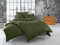 Bettwaesche-mit-Stil warme Fein Flanell Winter Bettwäsche dunkelgrün (Oliv) Uni/einfarbig 200x200 + 2X 80x80 cm - 100% Baumwolle