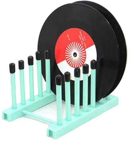 Pmsanzay Vinyl Record Storage Holder Stand, Holds up to 6 12 and 7 Records, Silicone Rubber Top, Blue
