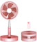 Dr.Lefran Folding Telescopic USB Fan, 7 Inch Table Fans with LED, With Remote Control and Timing Function, Removable Cleaning, Whisper Quiet Cyclone Air Technology,Telecontrol Pink