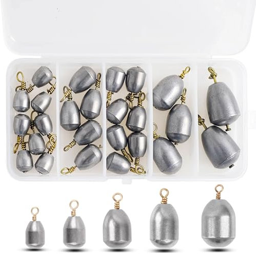 Iron Fishing Weights Sinker Kit,25/54pcs Assorted Bass Casting Lure Weight Metal Sinker Weights Fishing Terminal Tackle Set for Freshwater Saltwater (25pcs/kit)