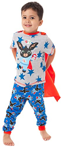 Bing Cbeebies Bunny Pyjama mit Cape Boys T-Shirt & PJ Bottoms Set