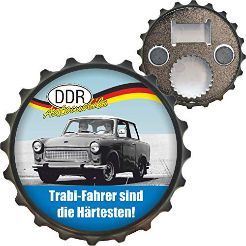 AV Andrea Verlag Ostalgie Flaschenöffner Öffner mit Spruch, der DDR Bieröffner Kapselheber für Ostalgiker und Fans für Ostprodukte Ost Produkte (Kapselheber: - Trabifahrer -)