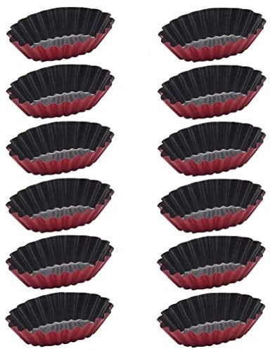 Lankater 12pcs Pie Molds Mini Cake Molds Non-stick Aluminum Tart Mold Mini Pie Tin Tartlet Pan