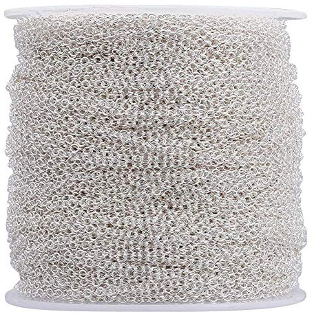 Cheriswelry 32.8Feet Iron Cable Chain Silver Link Chain for Jewellery Crafts Making 2x1.5mm
