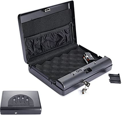 KELUNIS Gun Safes for Pistols, Handgun Safe Box Pistol Safe Quick-Access with Push-Button Electronic Password/Key Lock Gun Cabinets, Firearm Safety Device