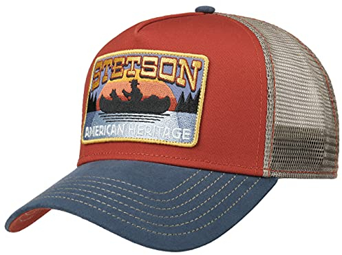 Stetson Canoe Trucker Cap One Size Herren - Mit Baumwolle - Größenverstellbar - Gefüttert mit Baumwolle - Mesh-Einsatz - Snapback-Verschluss - Kappe Sommer/Winter blau-rot One Size