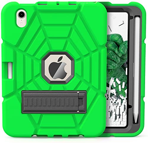 Grifobes Case for iPad mini 7th 2024 (A17 Pro) / Mini 6th Generation 2021 8.3, Heavy Duty Shockproof Cover with Pencil Holder Stand, for i Pad Mini 7/6 Gen 8.3 inch Case (LightGreen)