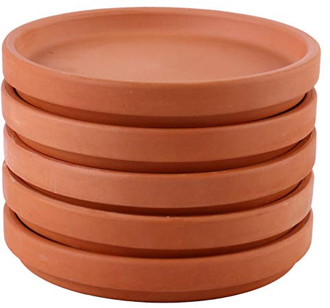 TOPBATHY 5pièces Lot de Plateaux Terre Cuite pour Pots De Fleurs Bacs à Eau Rangement Intérieur Et Extérieur