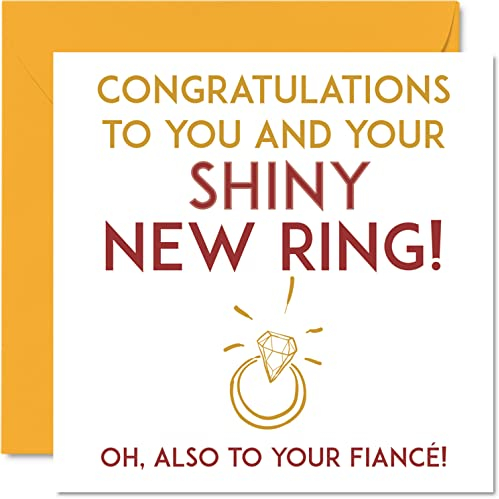 Stuff4 Lustige Verlobungskarten für Paare – Ihr glänzender neuer Ring – Glückwunschkarte zum Verlobung und Scherz, Glückwunschkarte für Verlobte, Verlobte, 145 mm x 145 mm