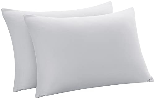 PiccoCasa 2 Pcs Taie Oreiller Viscose Bambou Refroidisement avec Fermeture éclair Respirant Doux Gris Clair 43 x 63 cm