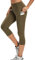 adorence Leggings Damen 3/4, Capri Leggings Damen mit Tasche, Sporthose Damen 3/4 (Yogahose, High Waist, Blickdichte)-Olivgrün,S