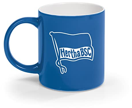 Hertha BSC Berlin Kaffeebecher | Keramik | 350 ml Fassungsvermögen | Spülmaschinen- und mikrowellengeeignet | ein Must-have für jeden Hertha BSC-Fan| [Blau/Weiß mit Logo]