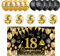 Decoración para Cumpleaños 18 en Español - Pancarta Feliz Cumpleaños, Fondo Cartel, 15 Globos - Kit de Adornos Negro y Oro para 18 Años