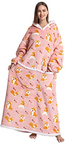 JOREAY Übergroße Hoodie Decke mit Ärmeln für Damen Herren, Sherpa Kuschelig Deckenpullover, XXL Deckenhoodie Kuschelhoodie