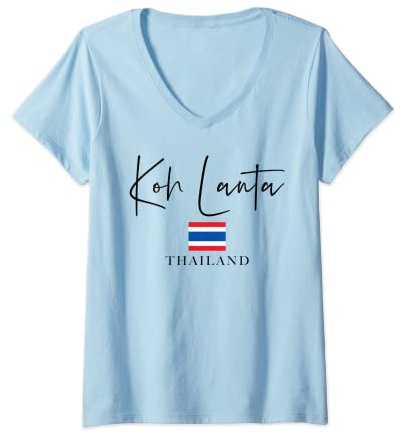 Femme Drapeau de la Thaïlande - Île Koh Lanta T-Shirt avec Col en V